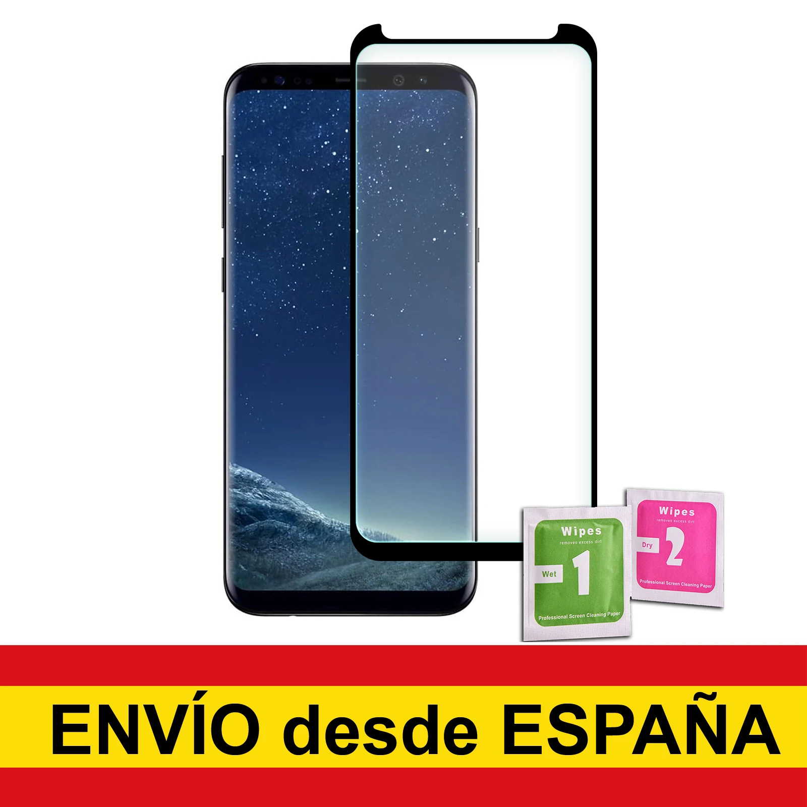 Закаленное стекло для защиты экрана SAMSUNG GALAXY S8 PLUS черное переднее полноценное