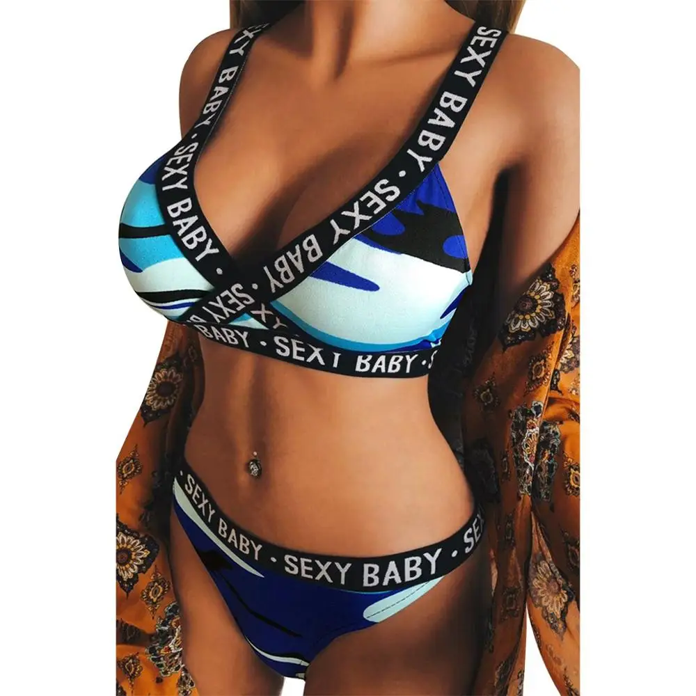 Модный Камуфляжный комплект бикини с принтом бюстгальтер пуш ап подкладкой