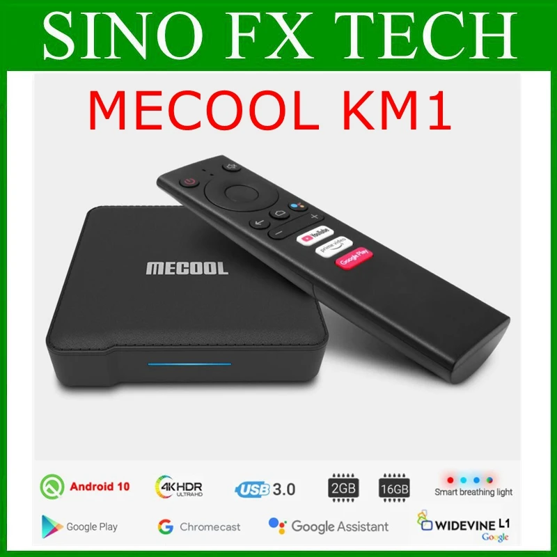 Mecool KM1 ATV Google Сертифицированный Android 10 0 Amlogic S905X3 TV Prime Video 4K Dual Wifi 2 Гб 16 ТВ приставка