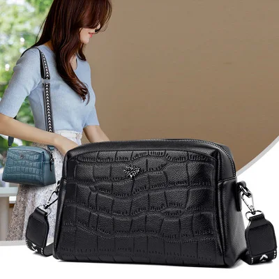 

High Quality Leather Handbags New Fashion Korean Style Shoulder Messenger Louis Brand Bag Black Purses and Handbags Luxury