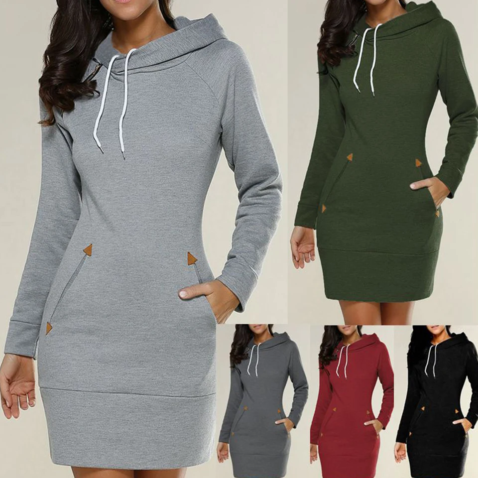 

Extra Long Hoodie Plain Hooded Elegant Sweatshirt Big Size Poleron Mujer 2021 Cord Tunic Hoodies Dress Women Casual Wear