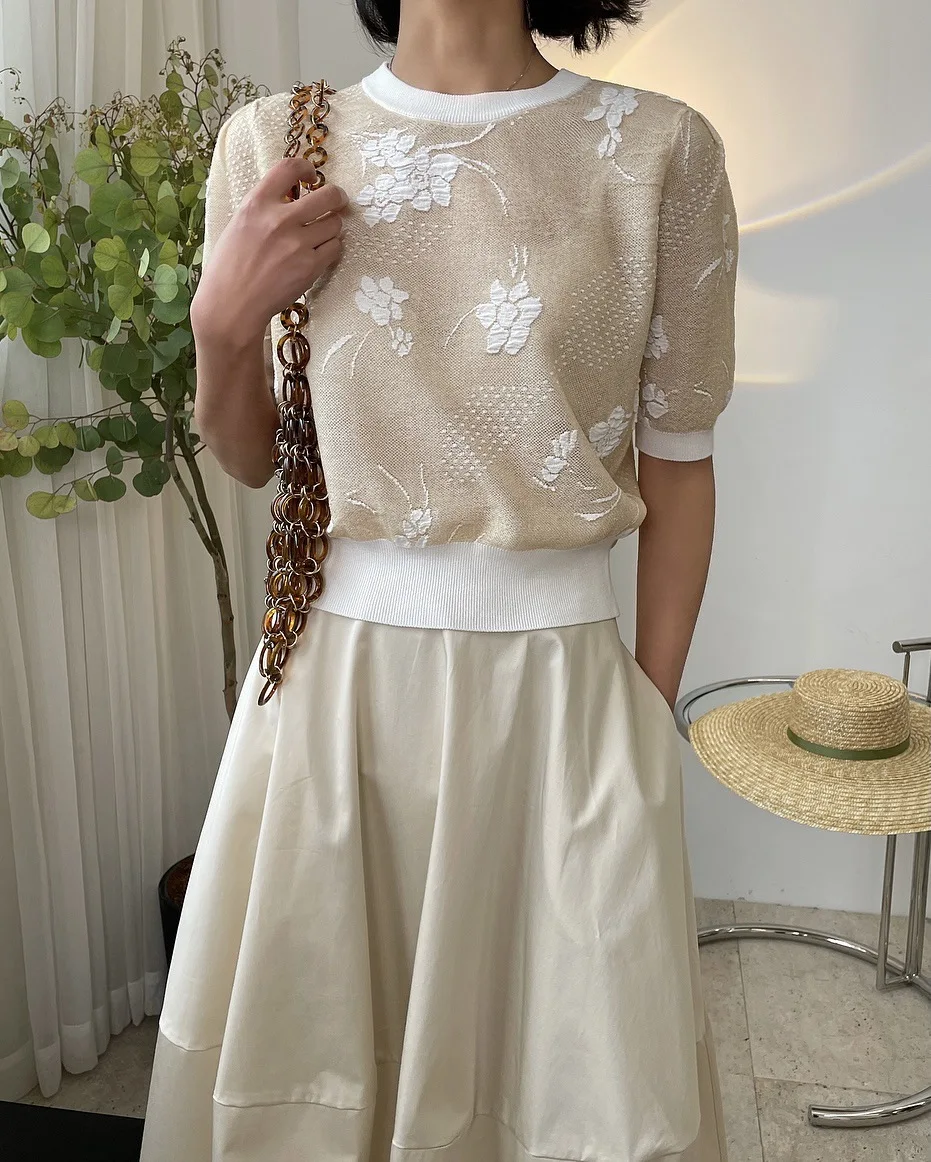 spring woman short sleeves flowers shirt