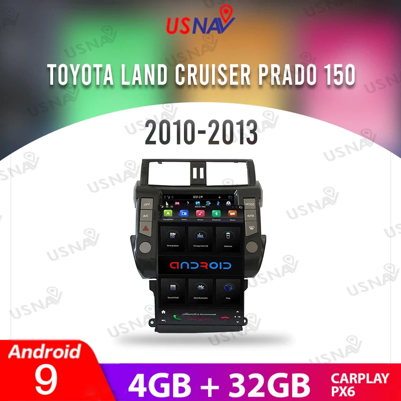 

USNAV 13.6" 4G+32G For Toyota Land Cruiser Pardo 150 2010-2013 Tesla Screen Android 9 Car Multimedia GPS Navi Head Unit Stereo