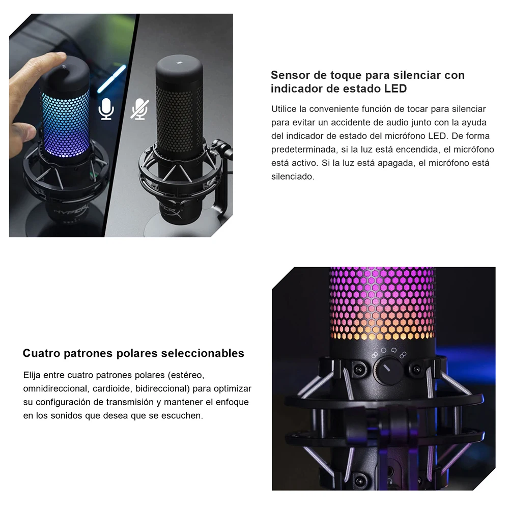 Профессиональный электронный спортивный микрофон HyperX QuadCast S RGB для голосовых игр