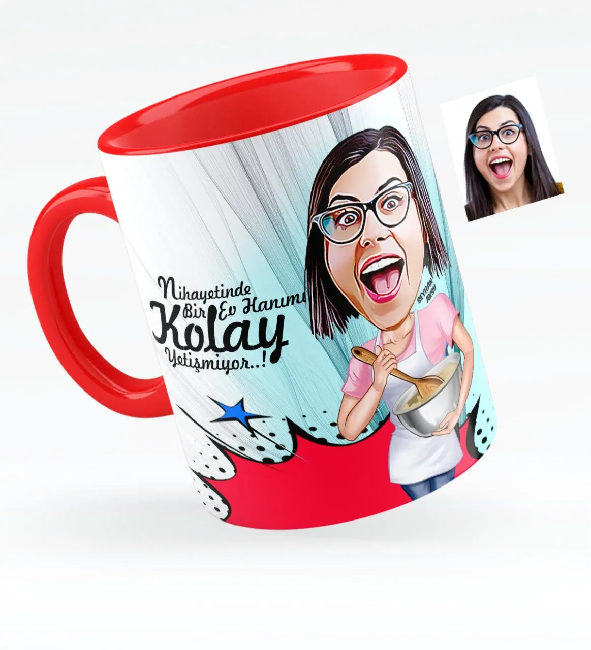 

Personalized Housewife Caricature Of Red Mug Cup-3