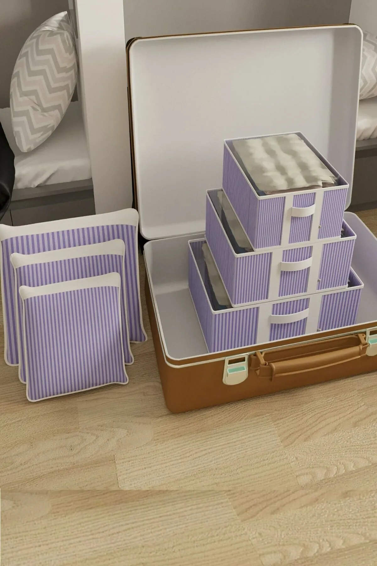 WONDERFULL AMAZİNG Organizer 6 Piece Luggage Organizer Set Multi-Purpose Luggage Organizer Closet Organizer Blue St