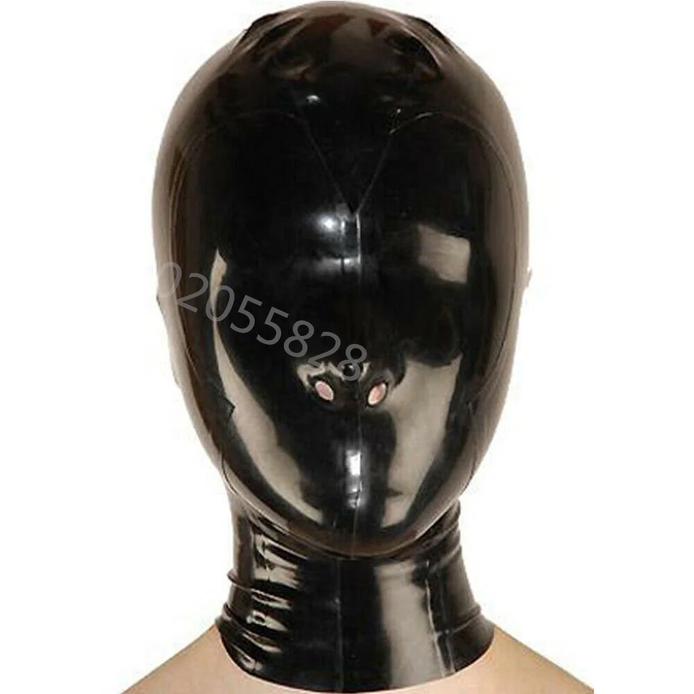

sexy lingerie exotic unisex black latex full face hoods nose holes cekc zentai fetish customize size costumes