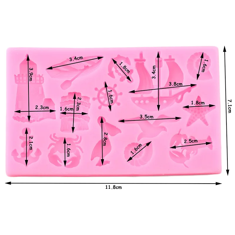 Силиконовая форма для парусника якоря птицы морские животные капкейк топпер