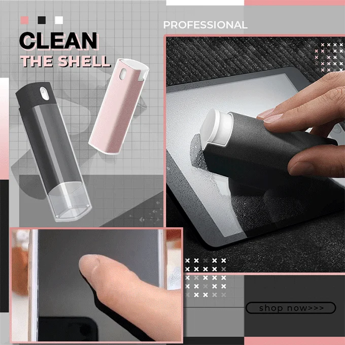 

3in1 Screen Cleaning Spray Bottle Portable Cloth Instantly Clean the Screen TV Shell Mobile Screen Cleaner Shell