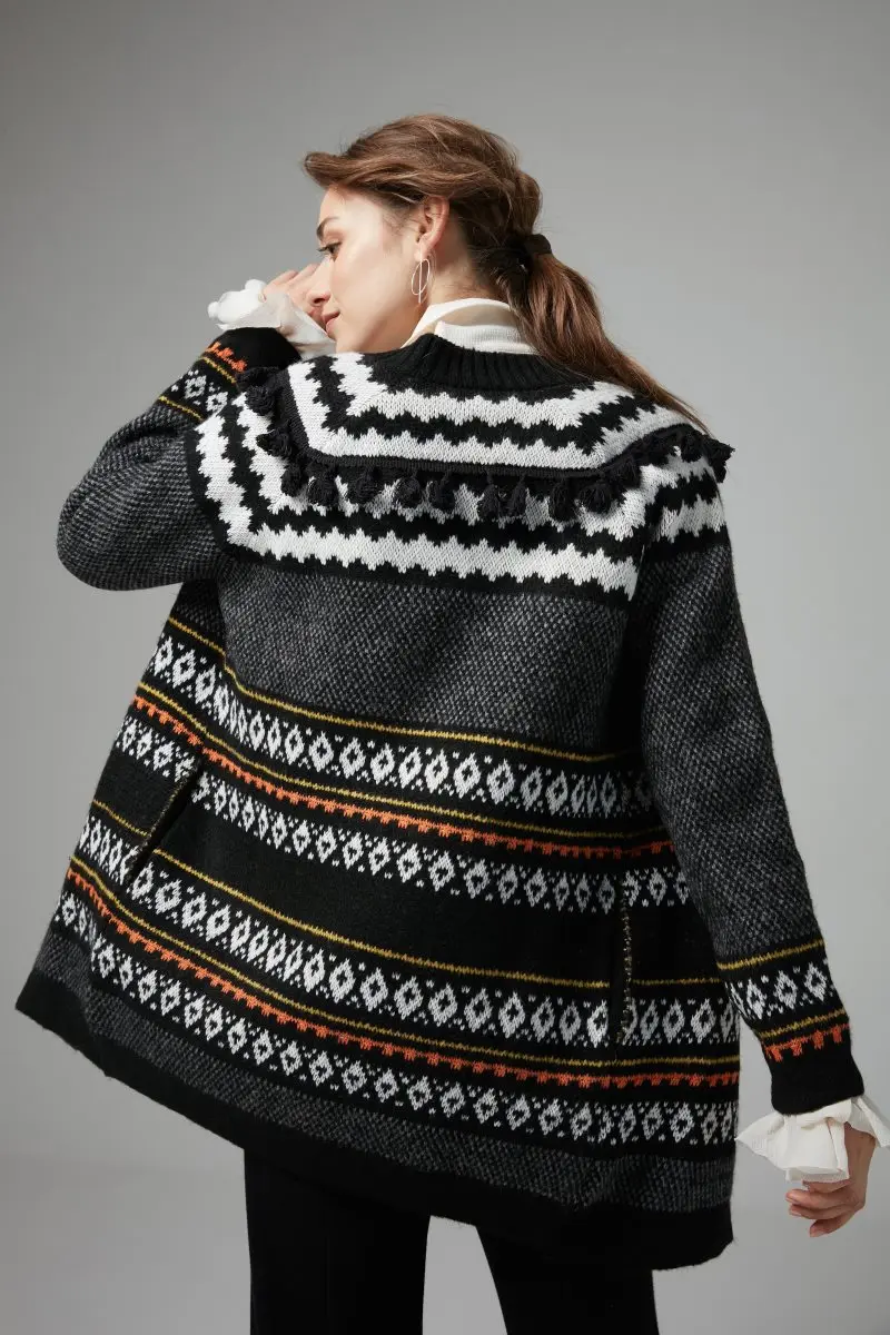 Женский вязаный кардиган с бахромой Joinus|Женские куртки| |