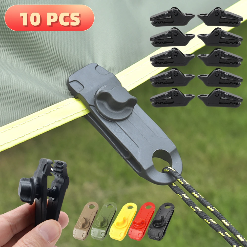 

10 PCS/Sets Selling Tents Awning Wind Rope Clamp Awnings Plastic Clip Camping Windproof Tent Crocodile Clip Outdoor Camping