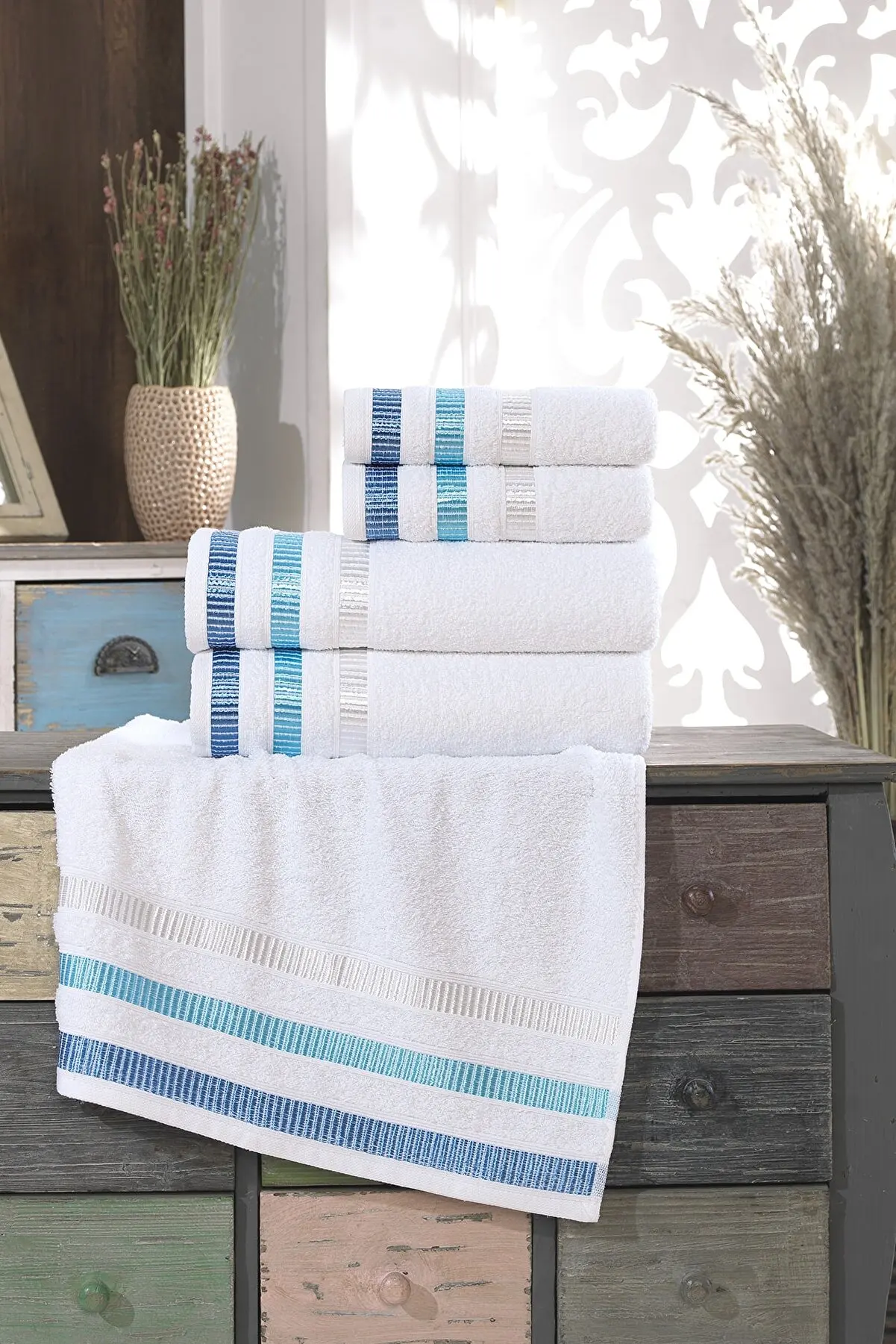 

Bath Towels Set Original 100% Turkish Cotton Soft Natural Absorbent and Premium Towels Set for Bathroom 2 Bath and 2 Hand Towels