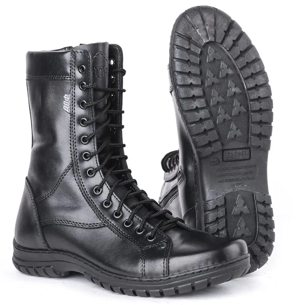 Демисезонные черные армейские берцы из натуральной кожи на шнуровке Мужская