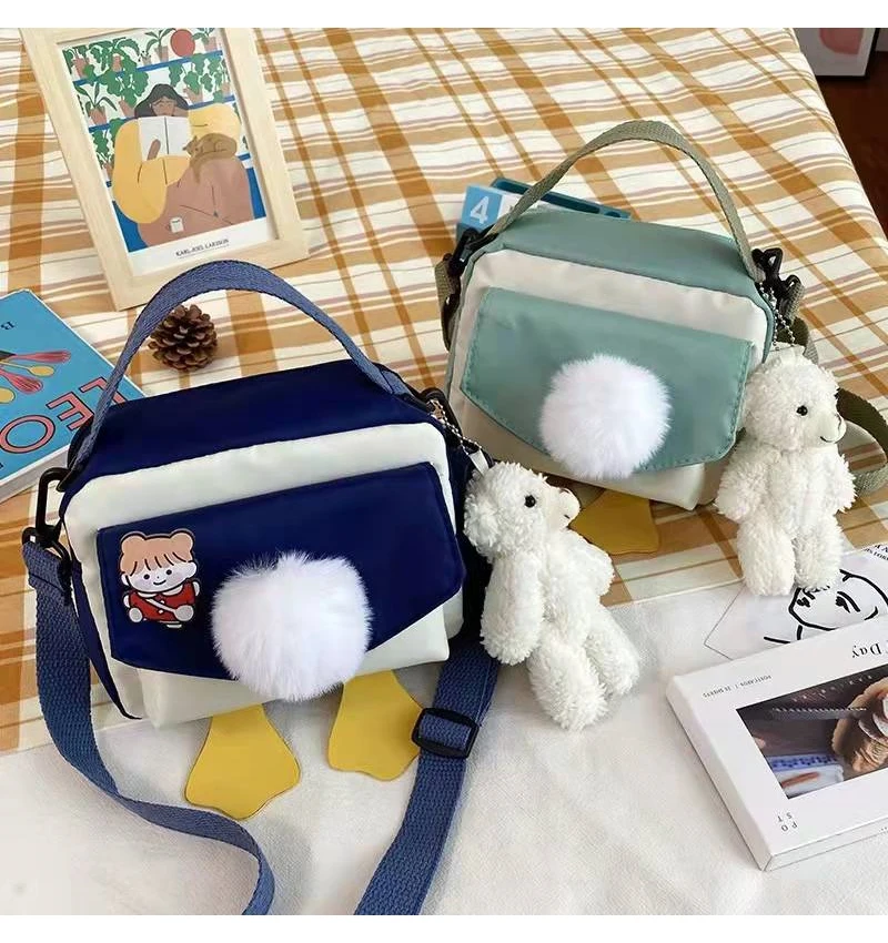 

Girls Duck Butt Cute Shoulder Bags Nylon Waterproof Crossbody Shopping Purse Female Korean Version Multifunctional Sweet Bags