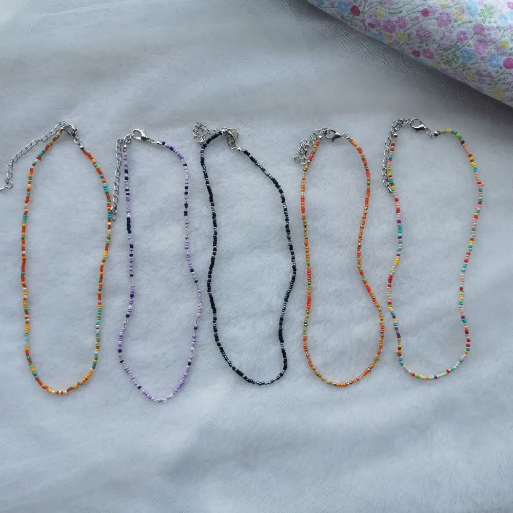 

Beads Strand Choker Necklace Women Simple Seed String Handmade Bohemia Collar Charm Colorful Collier Femme Jewelry Gift