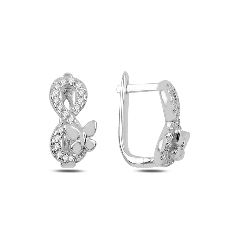 

Silver 925 Sterling Zircon Cubic Zirconia Eternity J Earrings