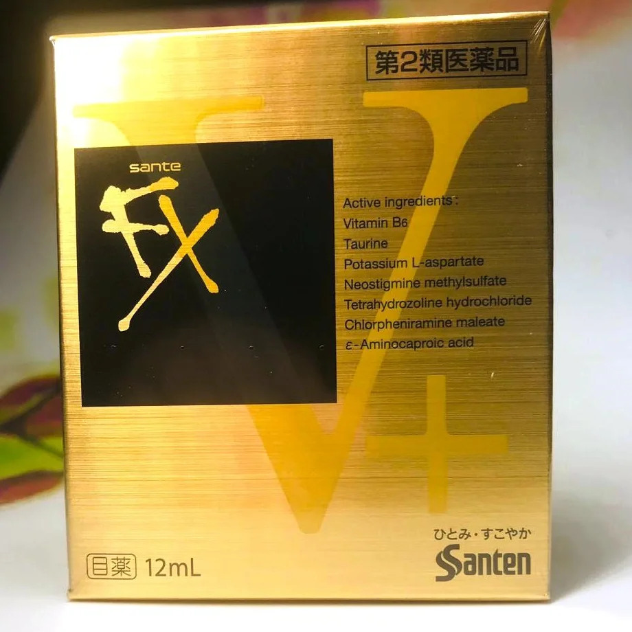 Японские капли для глаз Sante Fx V+ (золотые) витаминизированные снимают усталость