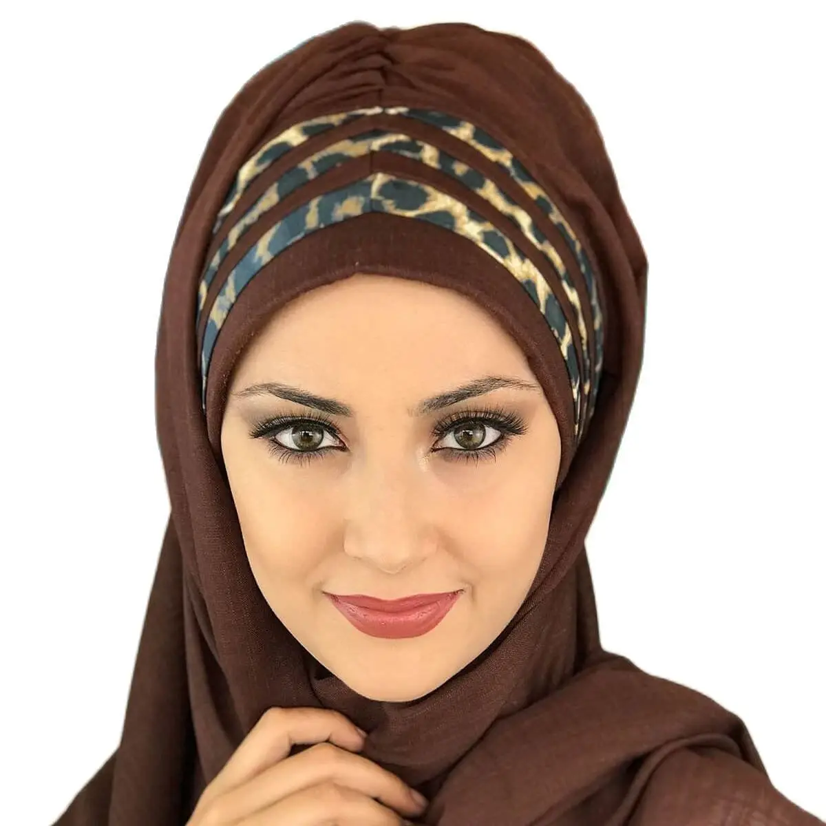 

Islamic Fashion Muslim Women Hijab 2021 Trend Single Size Bathing Cap Beret Ready Shawl Scarf Buckle Hat Brown Hijab Shawl
