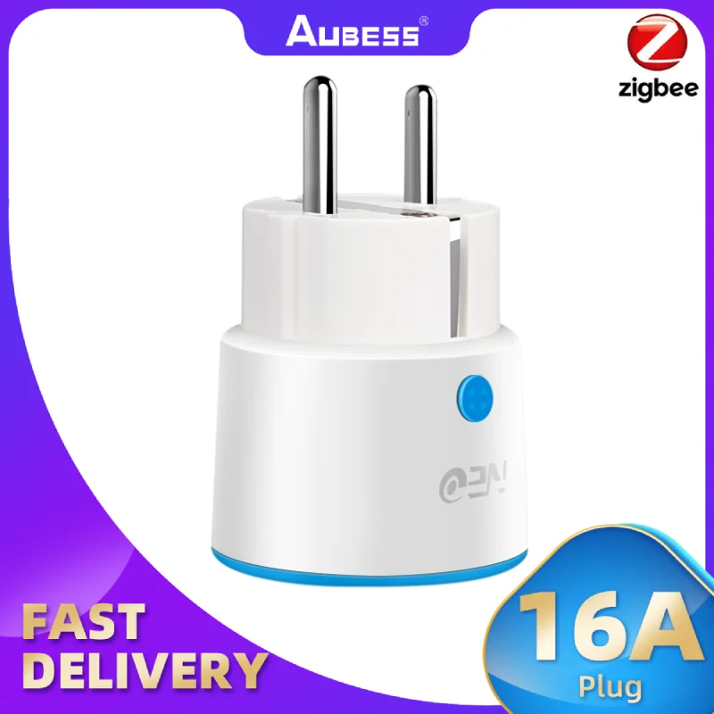 Aubess Tuya Zigbee Smart Socket With Power Metering Voice Remote Control 16A 3800W EU FR Work Alexa Google Home Hub Required