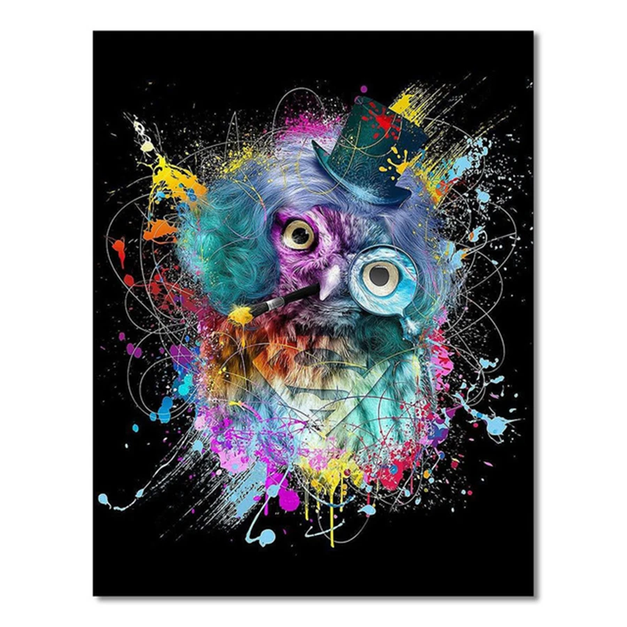 Алмазная живопись каракули животное сова курить мультфильм искусство 5d Вышивка