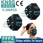 5-200 шт., черные маски для лица FFP2MASK Kn95