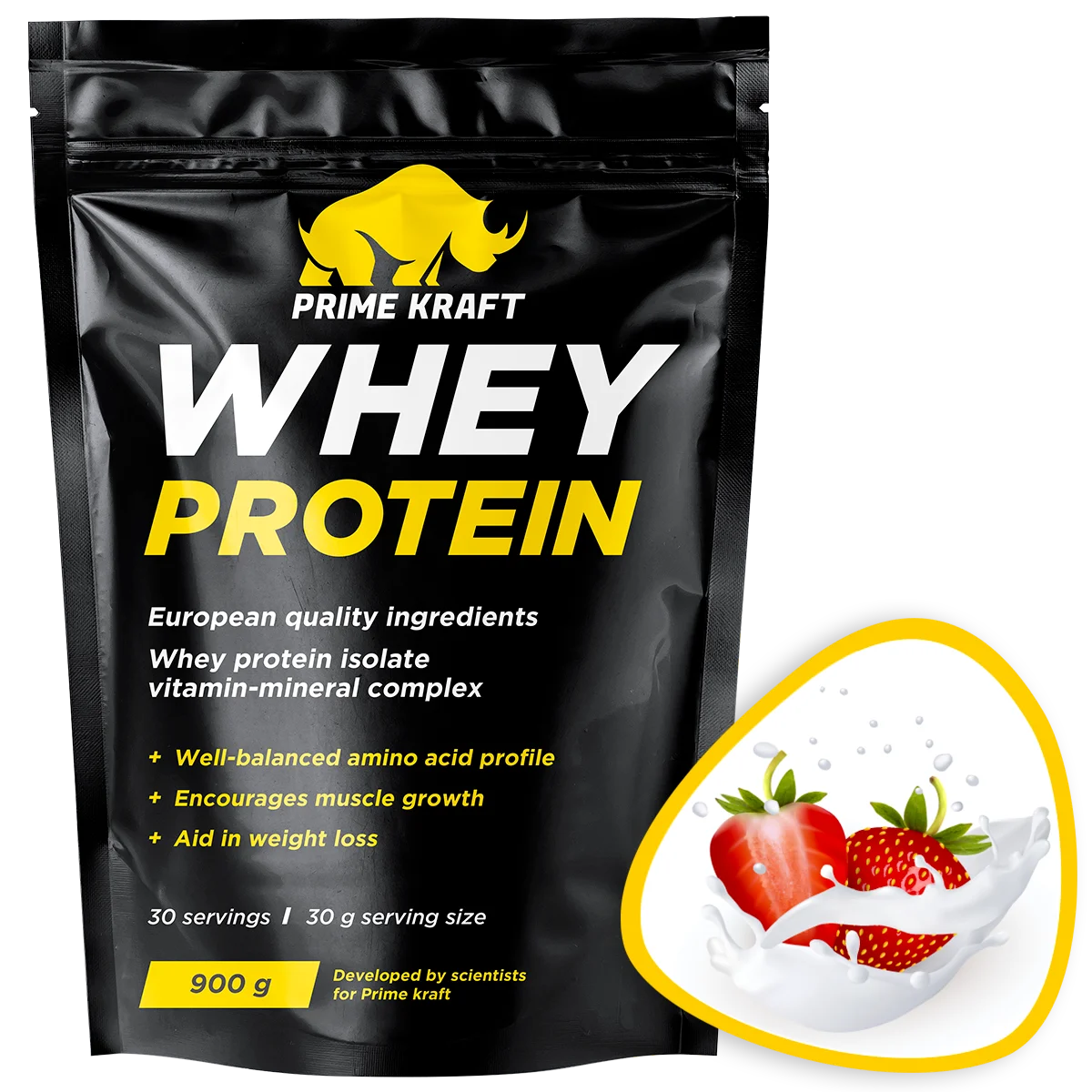 Коктейль белково-витаминный комплекс &quotWHEY PROTEIN со вкусом клубничный йогурт&quot