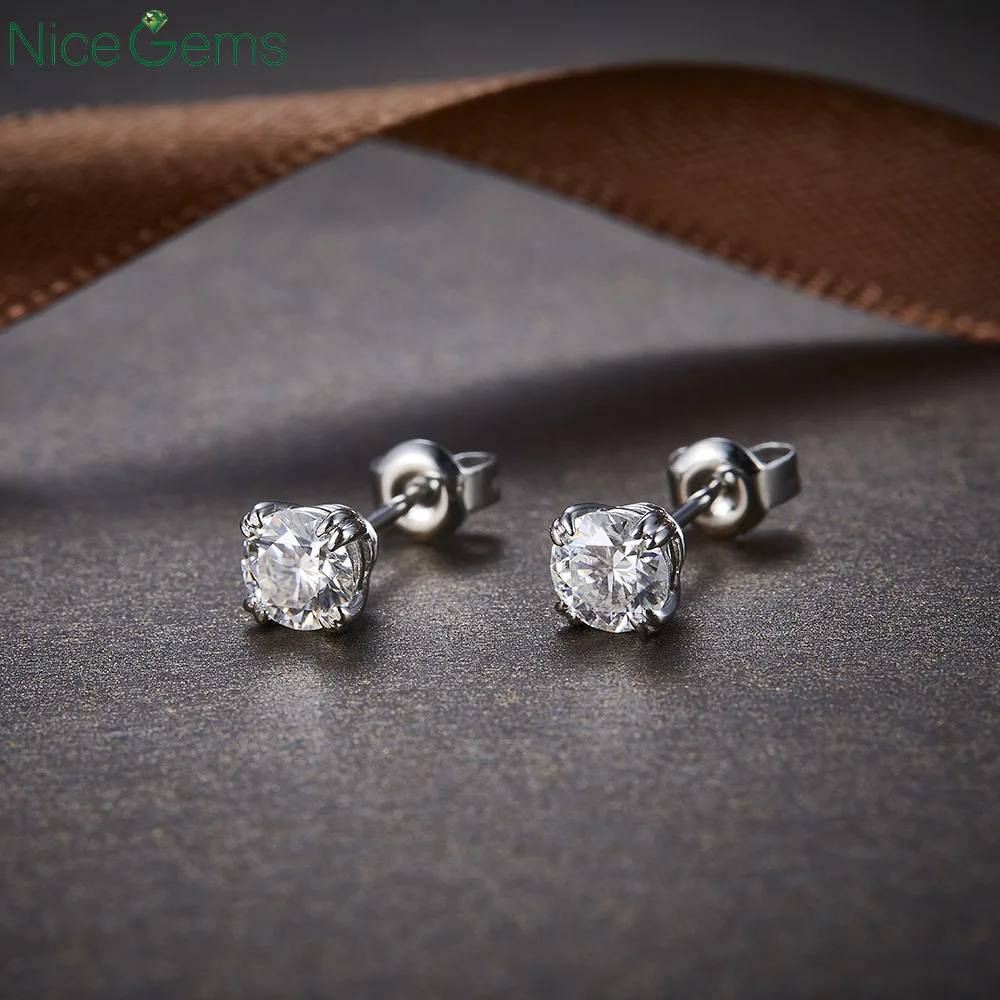 Серьги-гвоздики женские из белого золота 14 к 585 пробы | Украшения и аксессуары