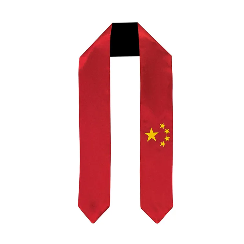 

China National Flag Graduation Sash 180*14cm Customized Bachelor Gown Accessory Graduation Stole Ribbon