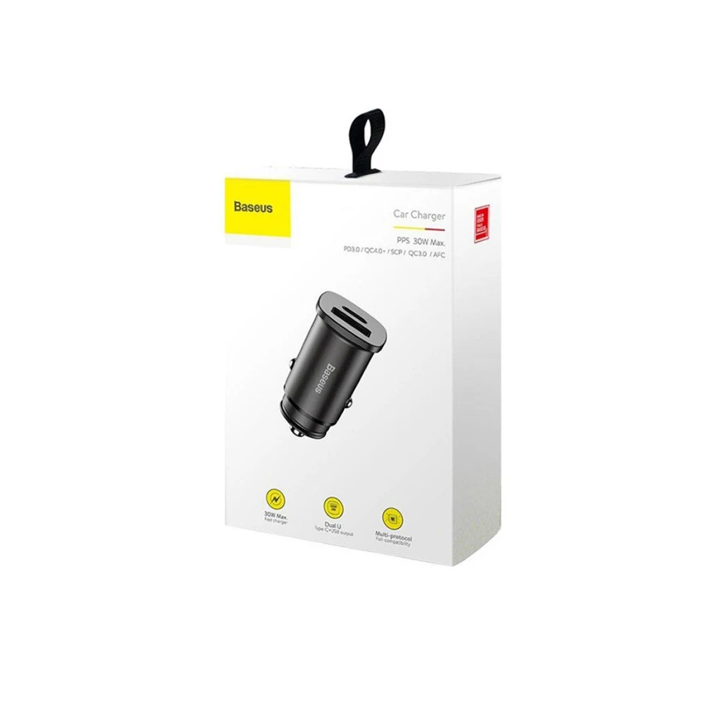 Автомобильное зарядное устройство Baseus Square metal A+C 30W PPS Car Charger PD3.0 быстрая и