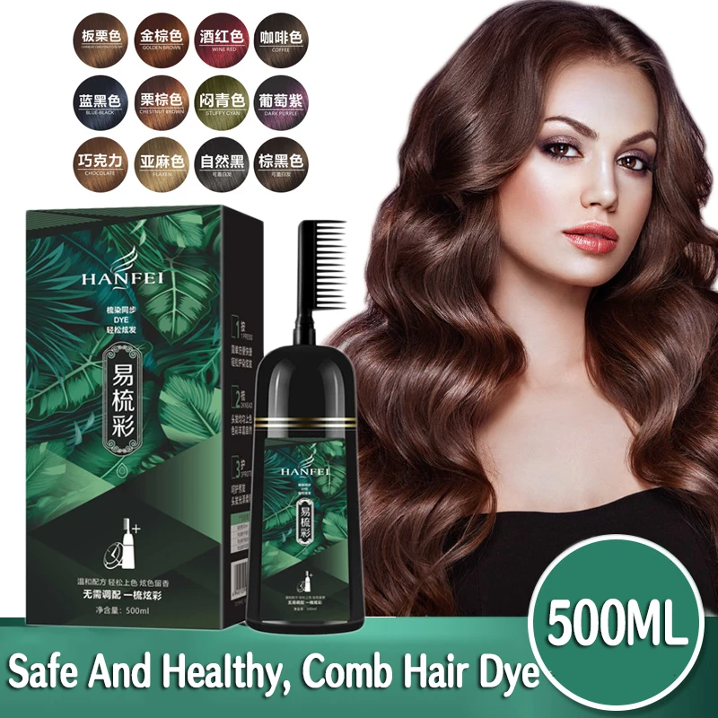 500ml tintura escova natural planta essencia tintura de cabelo instantanea shampoo