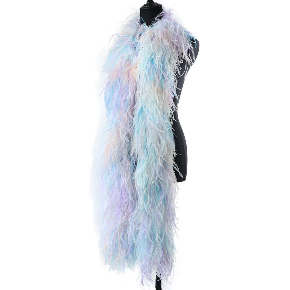

2Meter Ostrich Feather Boa Natural Dyed Plumes 1/20Ply for Crafts Shawl Scarf Wedding Party Decoration Clothes Sewing Accessory