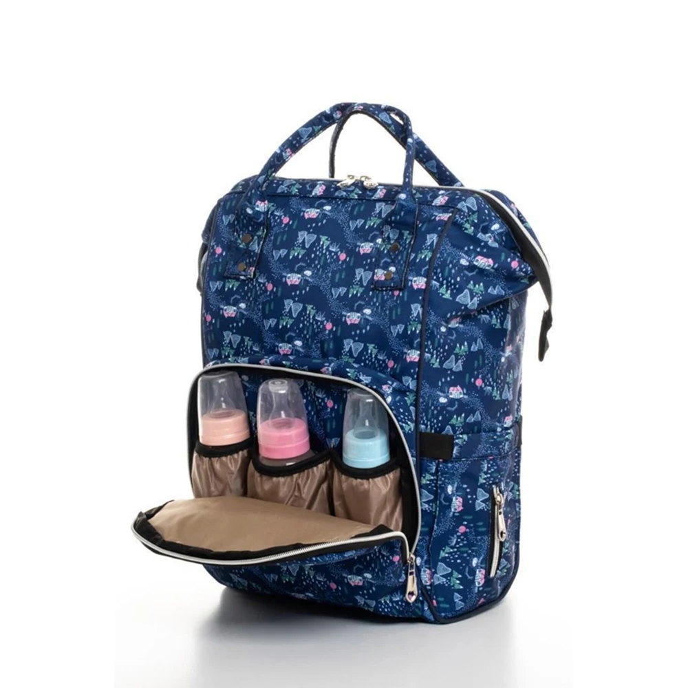 

Синий рюкзак для Детской бутылки с термосом с узором водонепроницаемые подтяжки большой вместимости роскошный рюкзак для ухода за мамами и...