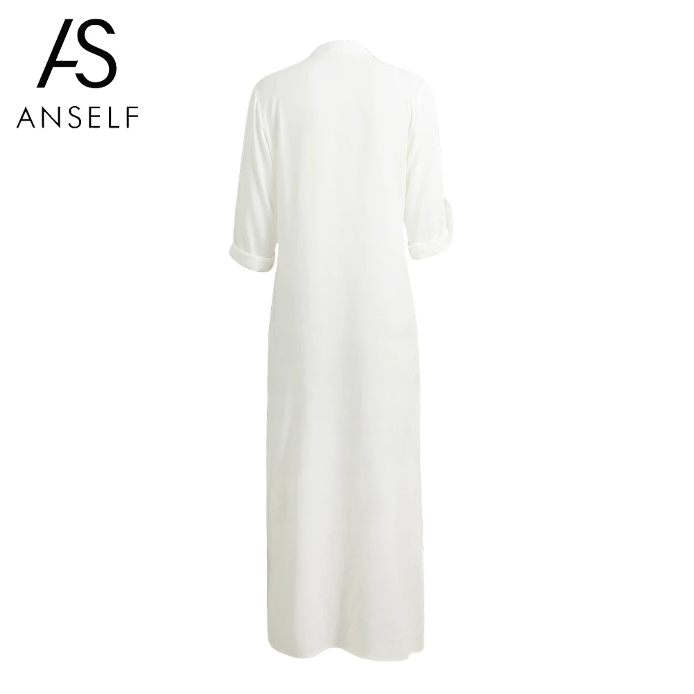 Платье Anself женское длинное в винтажном стиле повседневный пляжный сарафан с V