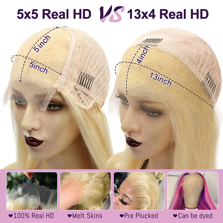 Wow Angel Real HD Lace Frontal Wig 250% 13x4 HD Lace Front Human Hair Wig 613 Blonde Body Wave Wigs HD Lace Closure Wig Glueless images - 6