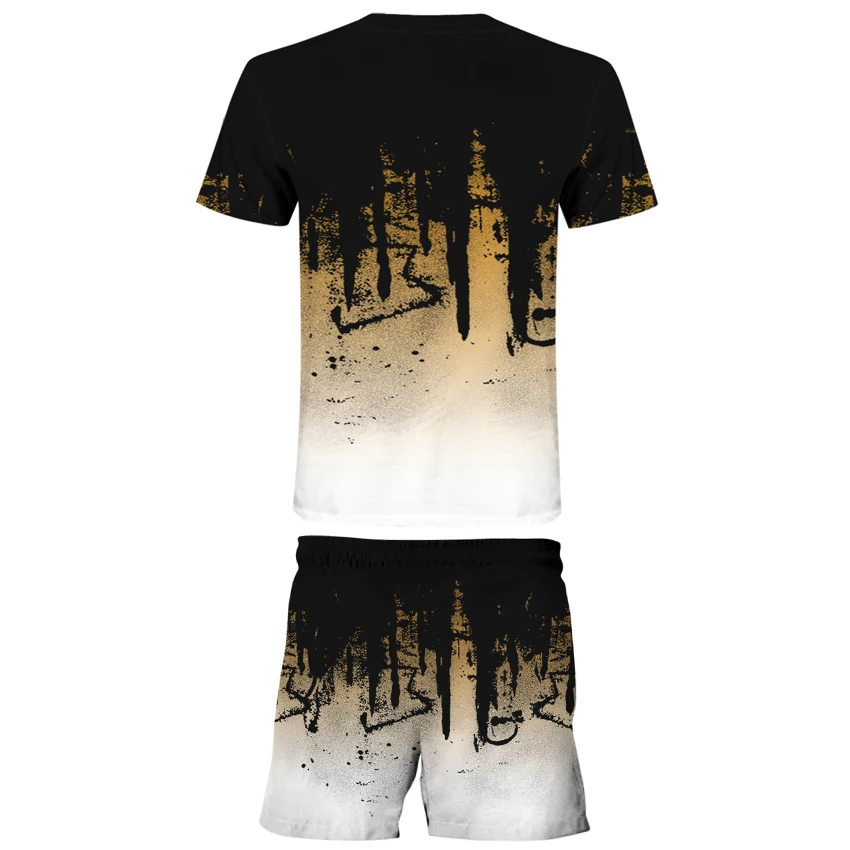 

2021 Summer New Short Mens Sets T-shirt And Shorts Tracksuit 2 Piece Set For Man Clothing 3d Splash Ink Print Joggers Sportswear