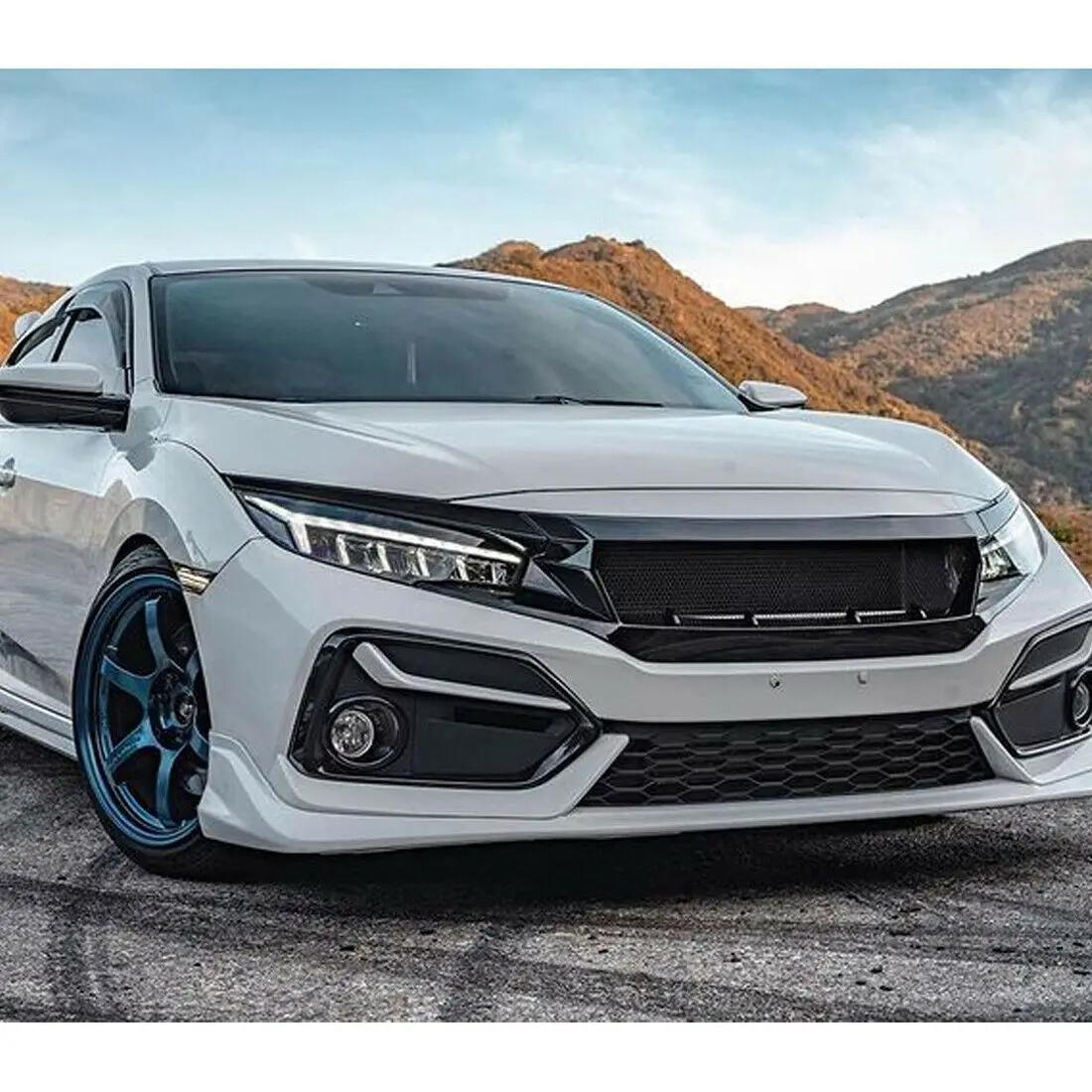 Передняя Верхняя решетка гриля с сеткой для 2016-2018 Honda Civic 10 глянцевая черная |