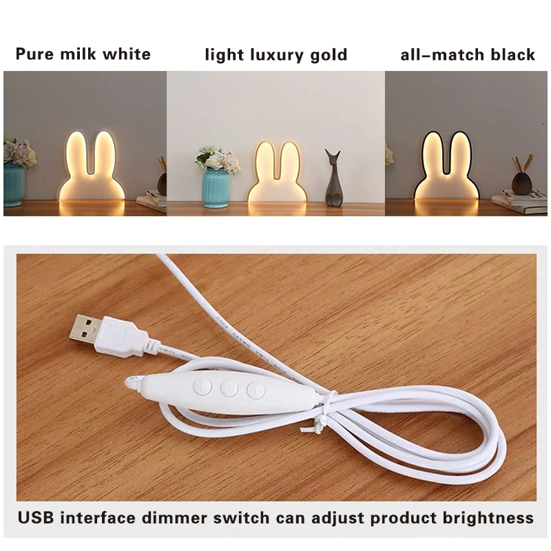 plug in wall lights Cute Led Rabbit Wall Lights USB Powered Baby Desk Table Lamp For Bedroom Bedside Children Kid's Room Home Decor Atmosphere Light wall sconce lighting