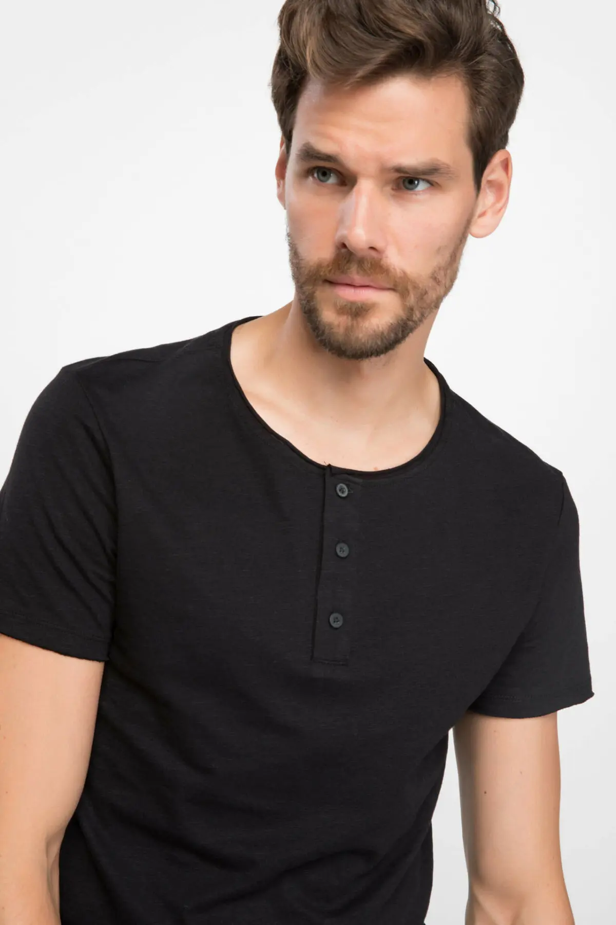 Дефакто Летняя мужская мода o-образным вырезом Футболка чистый цвет хлопок с