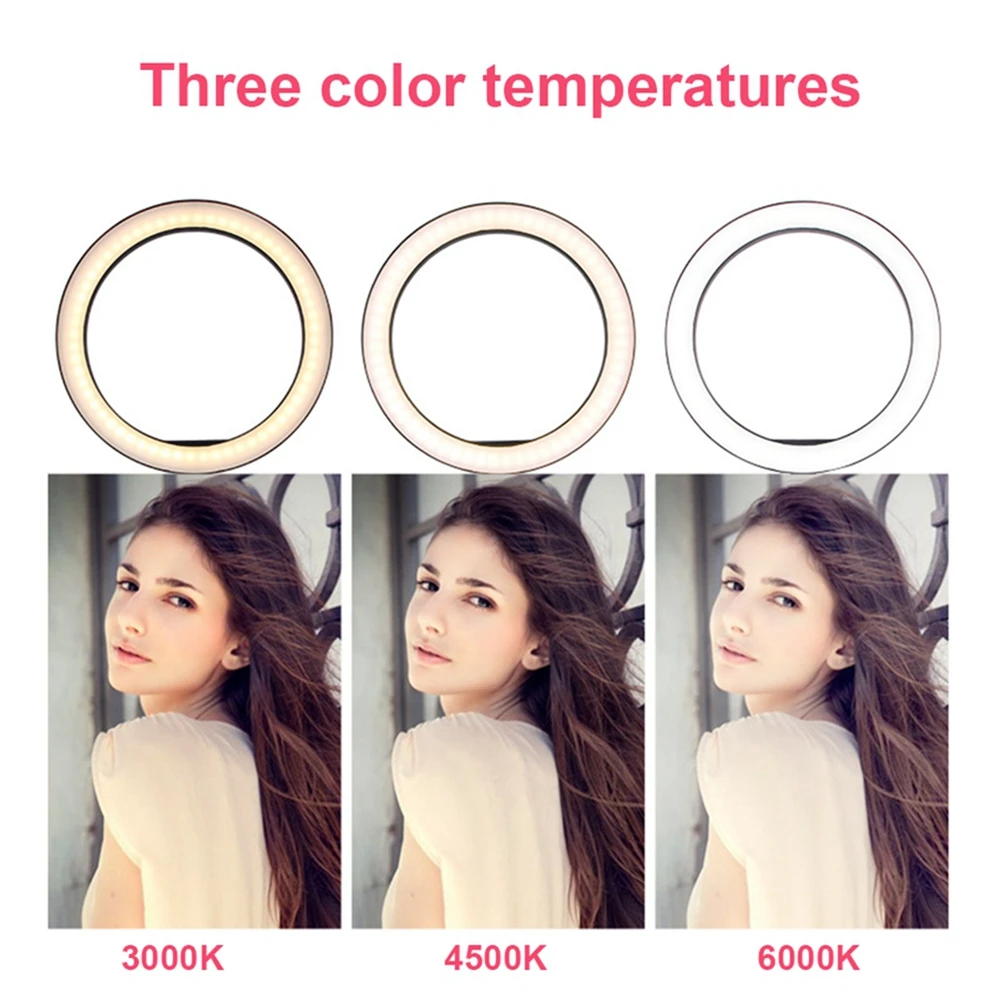 dimmable led selfie ring light with tripod usb selfie light ring lamp big photography ringlight with stand for cell phone studio free global shipping