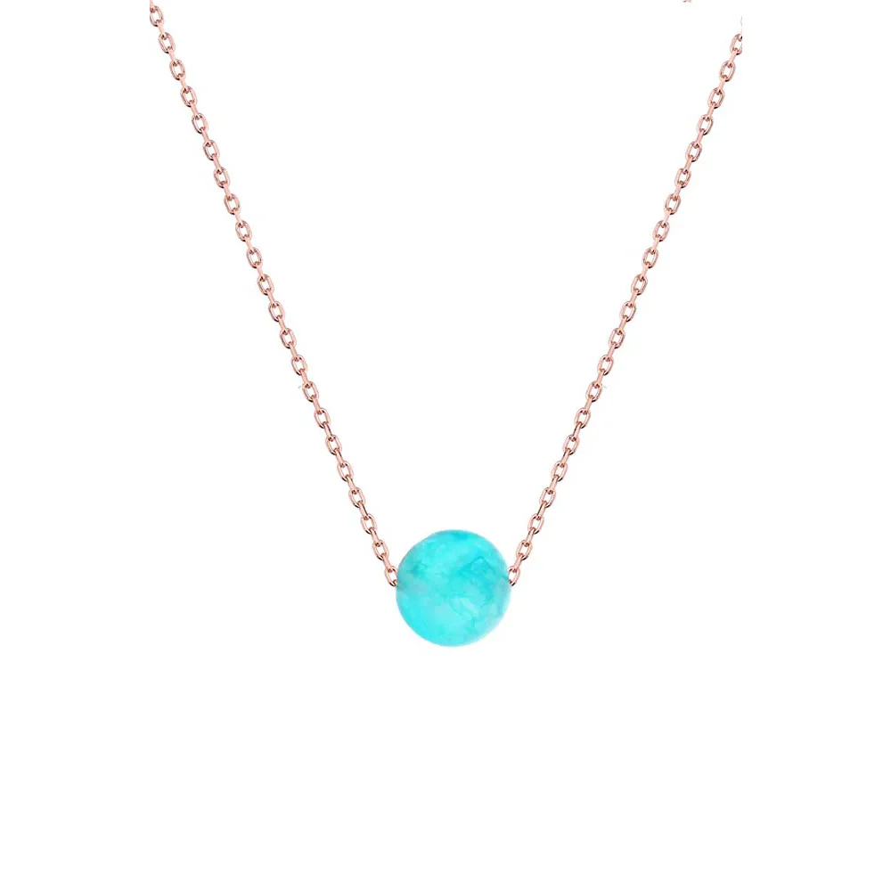 

Turquoise Ball Pendant with Rose Gold Plated 925 Sterling Silver Chain