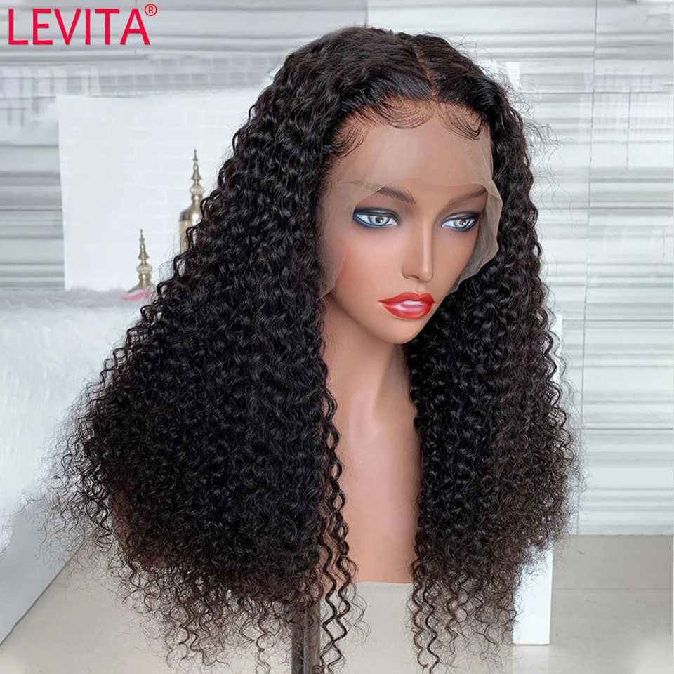 250 Density Curly Lace Closure Wig 13x4 Lace Frontal Wig Brazilian Afro Kinky Curly 30 Inch Lace Front Human Hair Wigs For Women