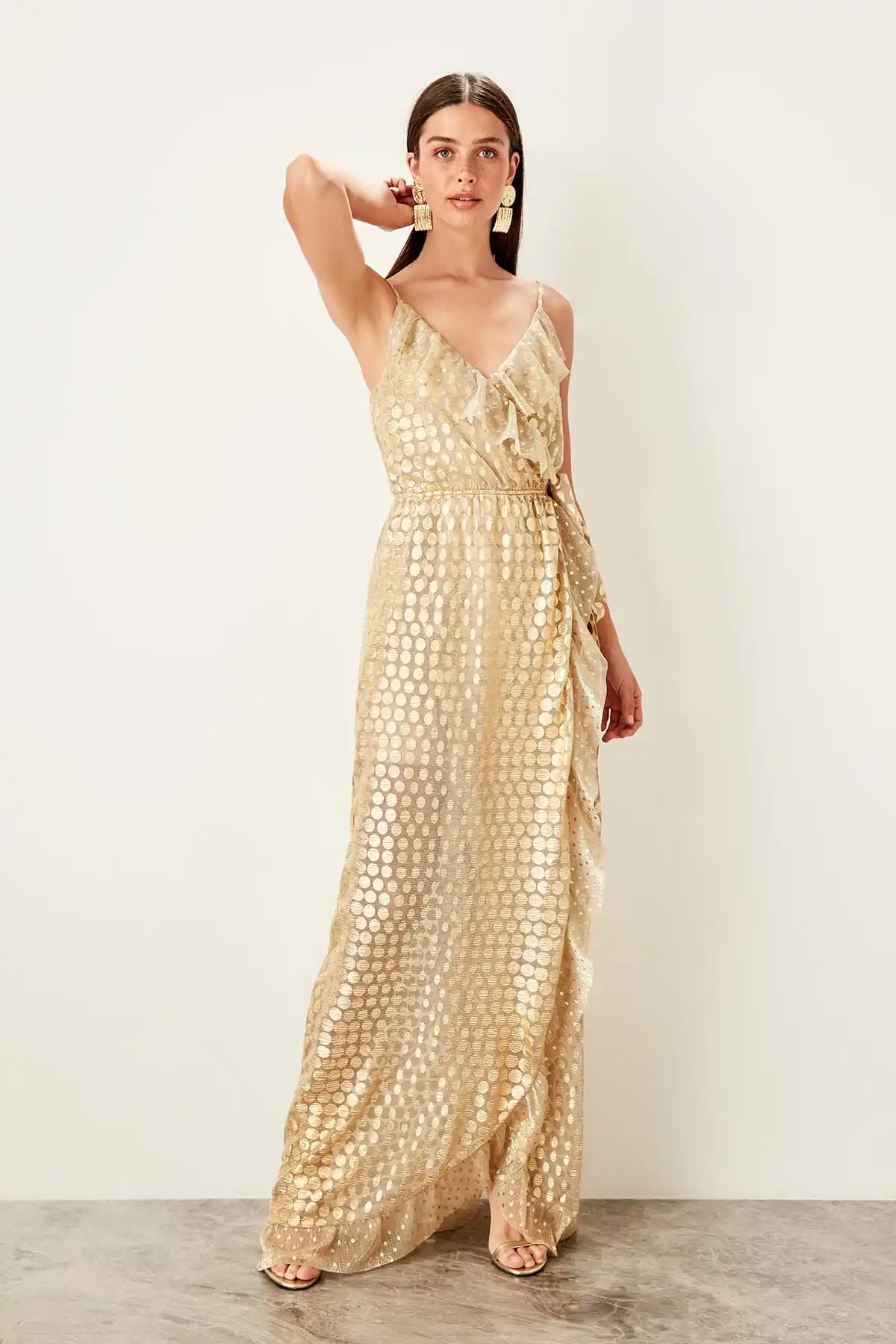 Trendyol вечернее платье в горошек TPRSS19AE0062