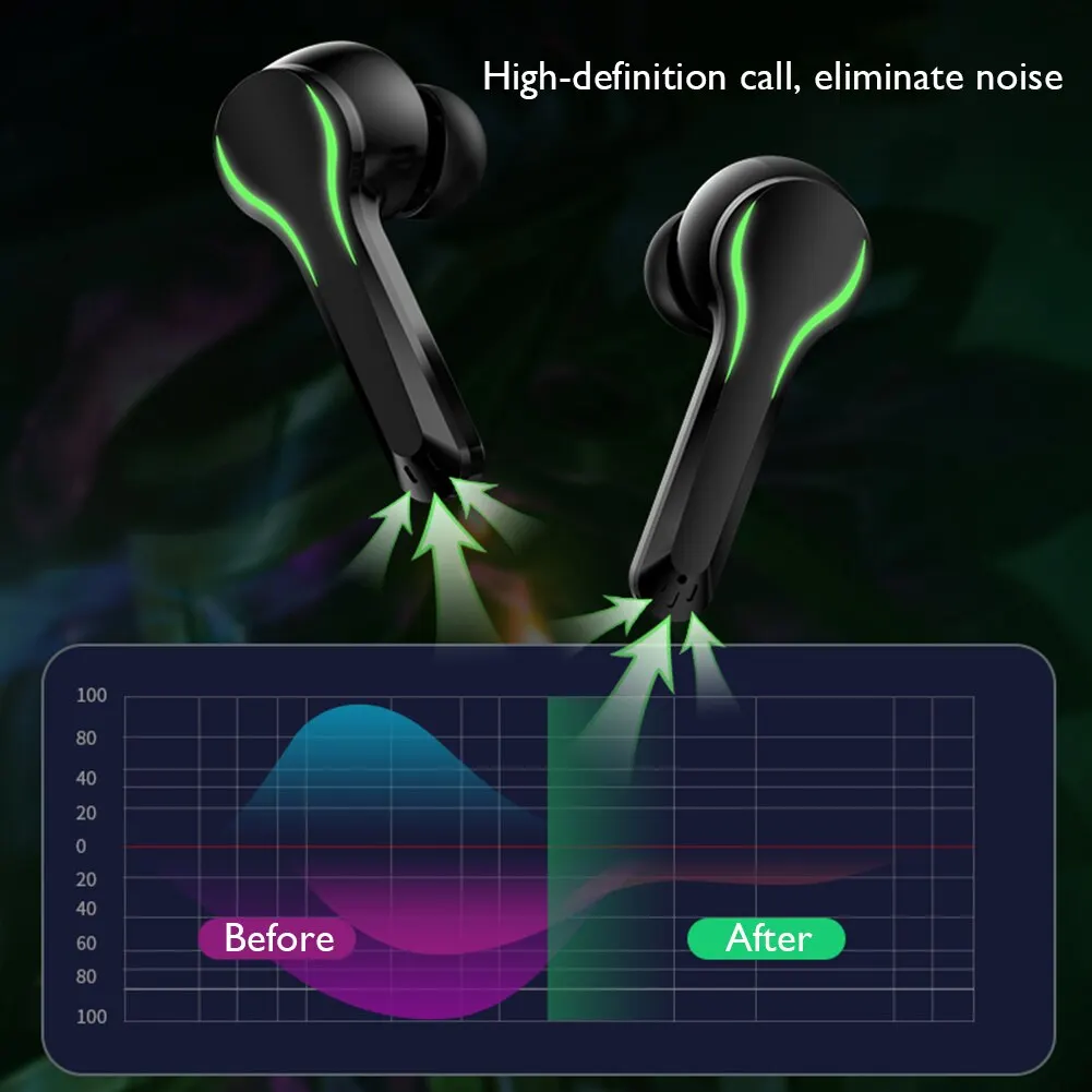 구매 30pcs T11 무선 게임용 이어폰 TWS Bluetooth 5.0 이어 버드 마이크가있는 DelayIn-Ear 헤드폰 없음