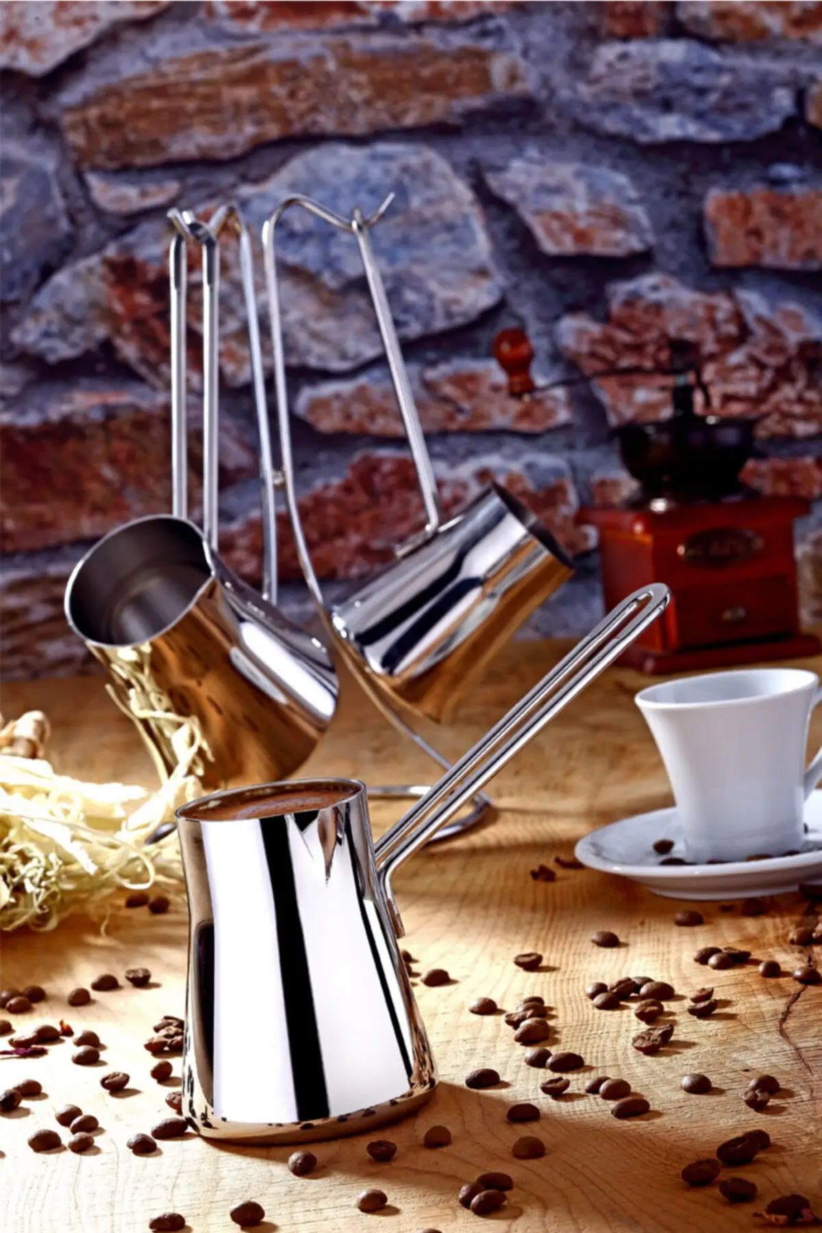 

4 Piece Stainless Steel Stainless Coffee Pot Set Turkish Coffee Made