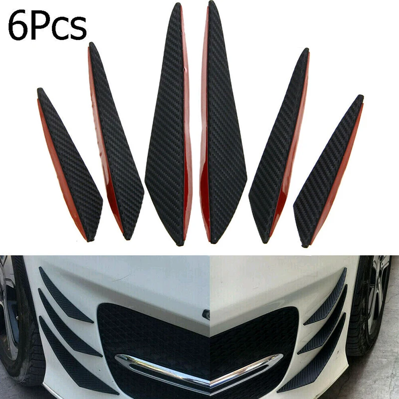 

6PCS Universal Car Carbon Fiber Spoiler 6X Front Bumper Flaps Splitter Spoiler Wing Car Modified Spoiler UV lacquer protects