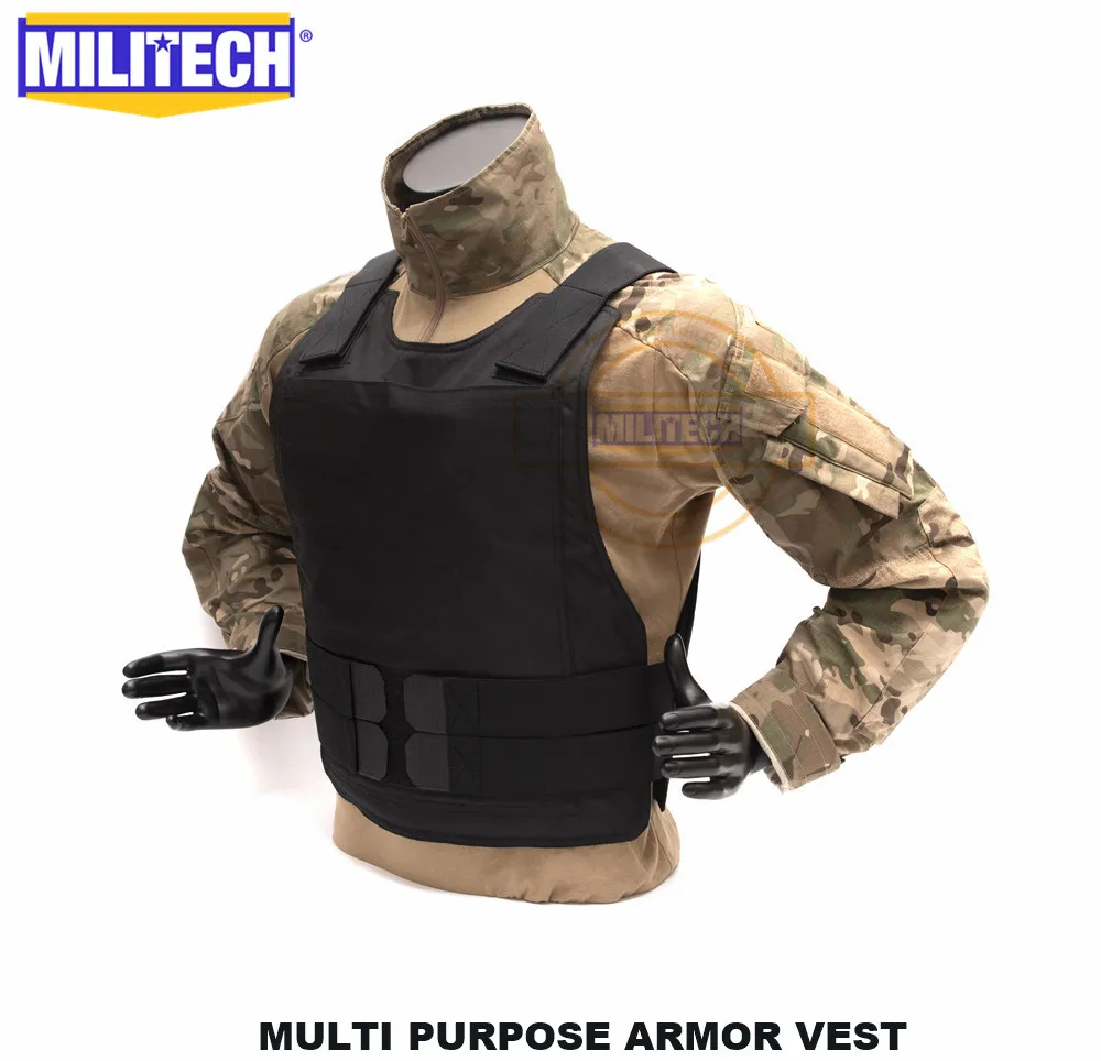 Militech Black NIJ 3A& Level 2 Stab многоцелевой Twaron Aramid пуленепробиваемая баллистическая куртка, встроенная с жесткими панельными карманами