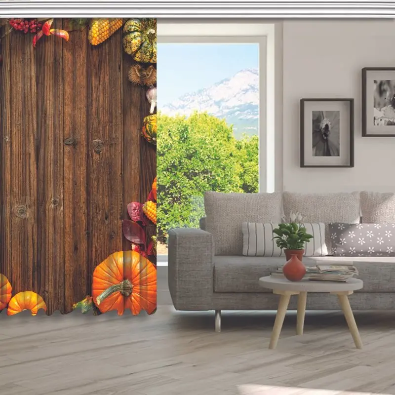 Занавески фрукты и тыквы на деревенском деревянном столе обои Урожай страны