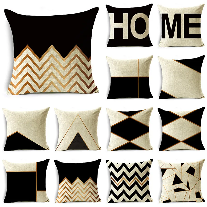 

Простые черно-белые геометрические линии WZH, искусственная наволочка, декоративный домашний диван, автомобиль, 40 см/45 см и 50 см