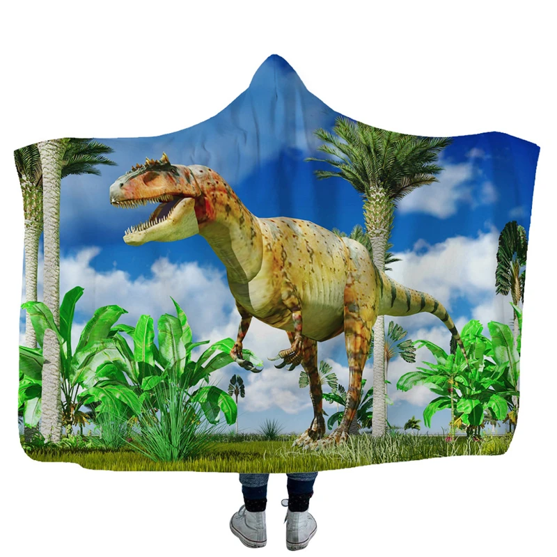 В стиле Парк Юрского периода с принтом динозавра плюша на меху капюшоном и