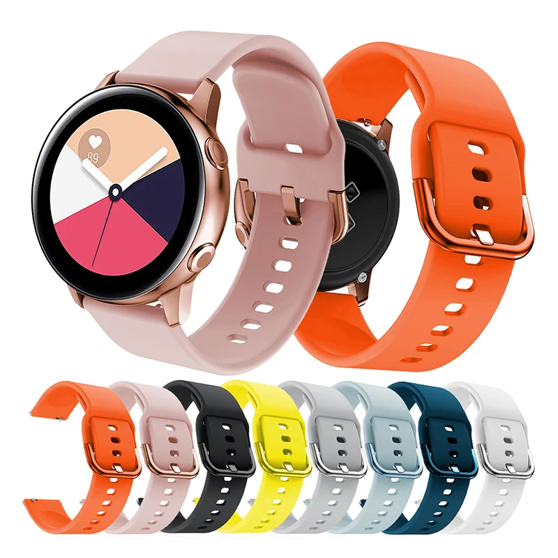 

Ремешок силиконовый для Samsung Active 2, браслет для часов 20/22 мм 44 мм 42 мм/46 мм Gear S3 amazfit GTS/GTR Huawei wtach GT 2/2e/pro